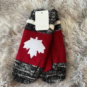 Maple Leaf Red and Black Mittens